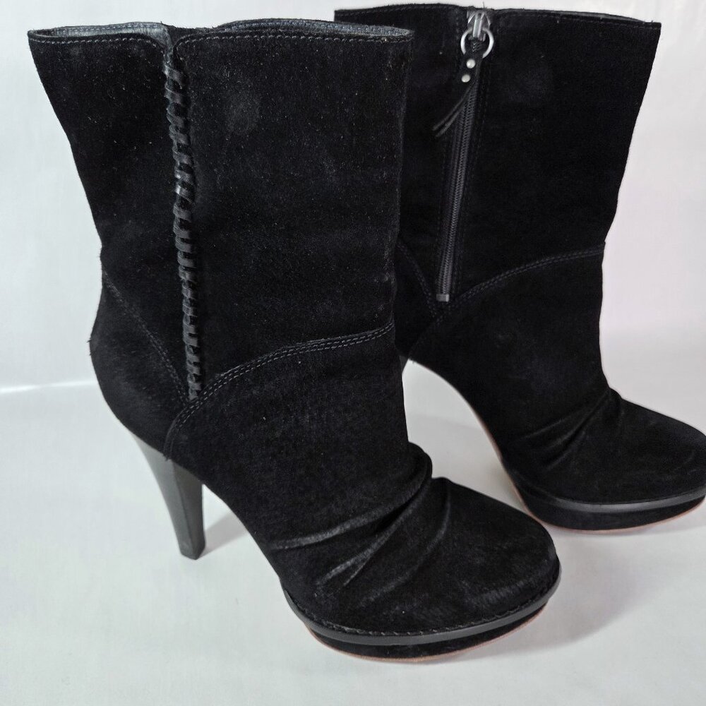 Ugg Bianka Black Suede Heeled Booties Size 8.5